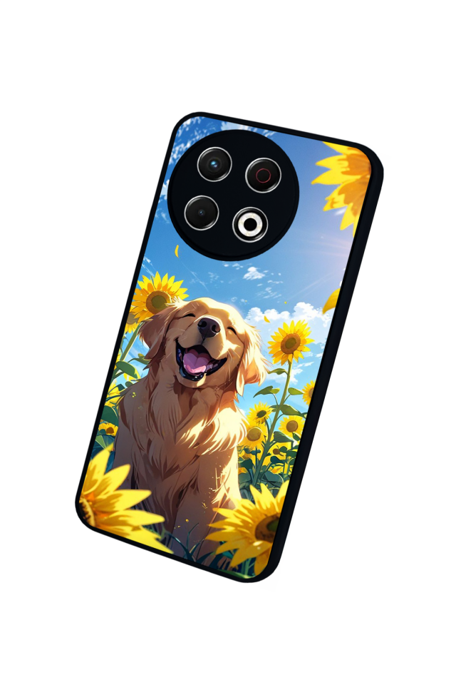 Tecno Spark 30 Pro Uyumlu Golden Kopek Tasarımlı Glossy Premium Kılıf