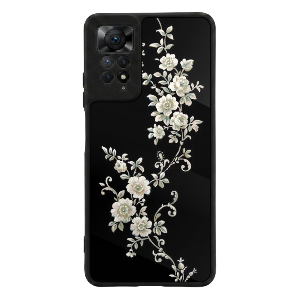 Xiaomi Redmi Note 12 Pro Uyumlu Yaldizli Cicek Tasarımlı Glossy Premium Kılıf