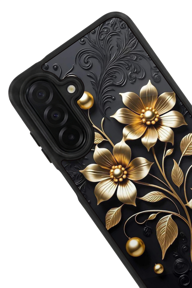 Samsung Galaxy A26 Uyumlu Yaldizli Cicek Tasarımlı Glossy Premium Kılıf