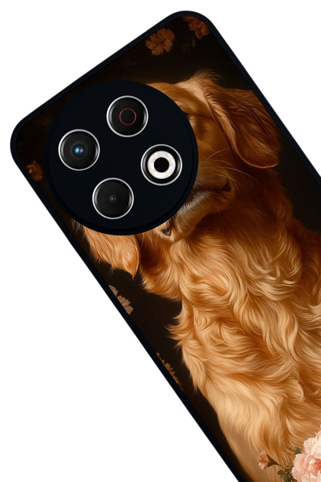 Tecno Spark 30 Pro Uyumlu Golden Kopek Tasarımlı Glossy Premium Kılıf