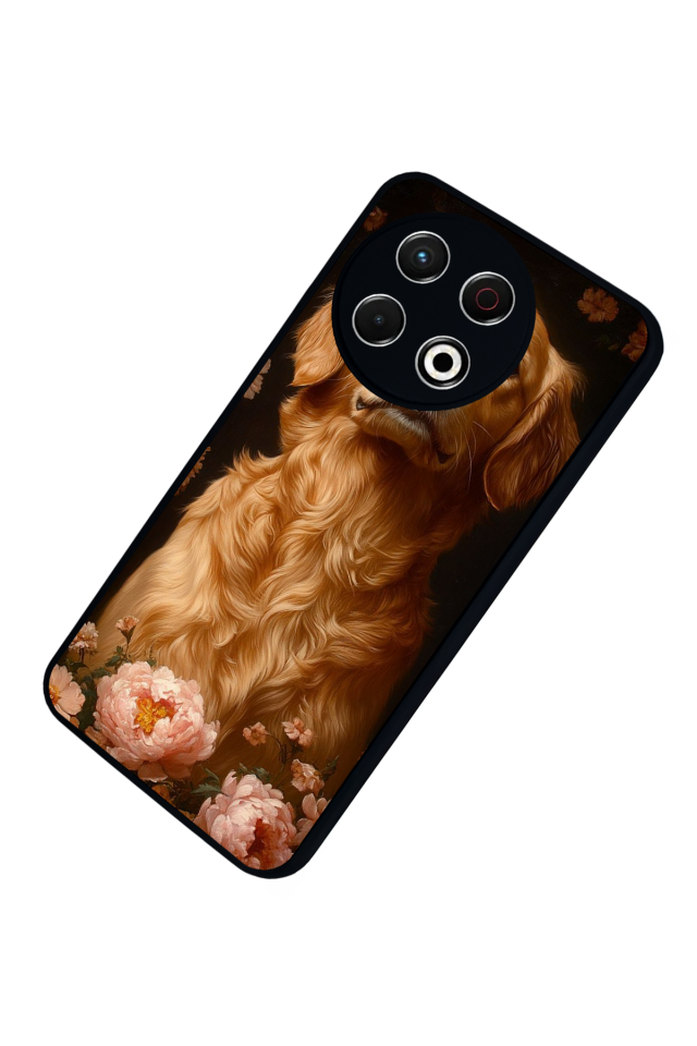 Tecno Spark 30 Pro Uyumlu Golden Kopek Tasarımlı Glossy Premium Kılıf