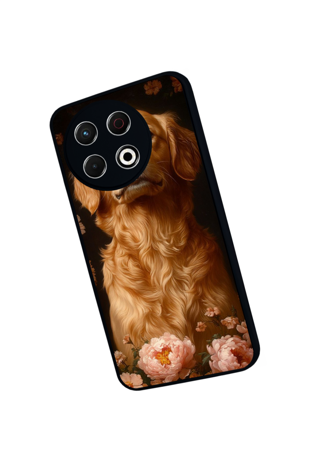 Tecno Spark 30 Pro Uyumlu Golden Kopek Tasarımlı Glossy Premium Kılıf