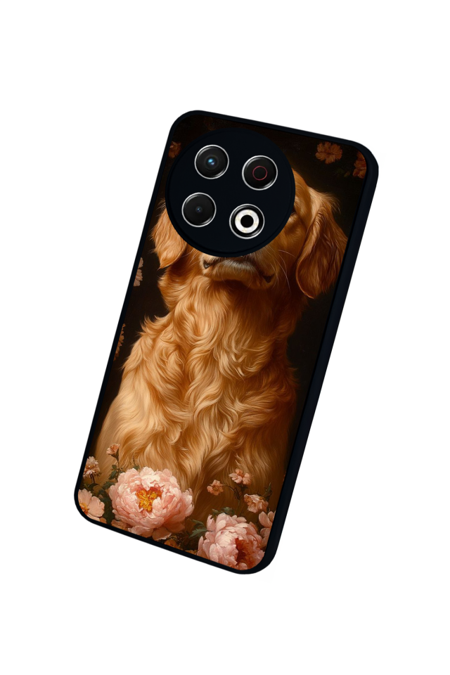 Tecno Spark 30 Pro Uyumlu Golden Kopek Tasarımlı Glossy Premium Kılıf