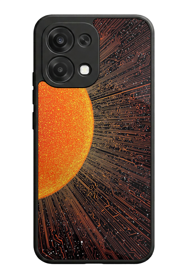 Oppo A6 Pro Uyumlu Güneş Tasarımlı Glossy Premium Kılıf