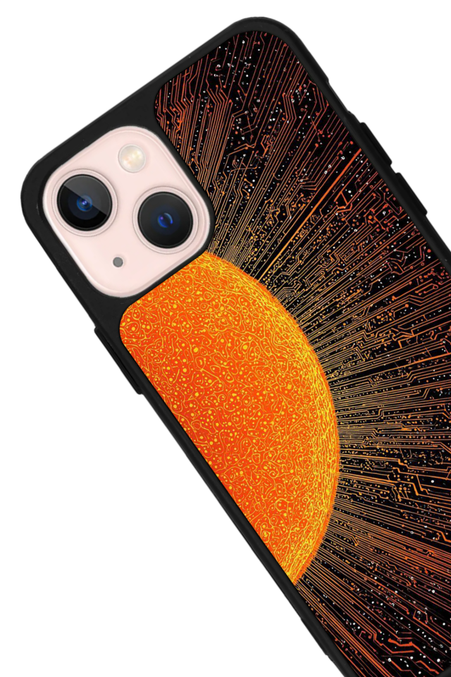 iPhone 13 Mini Uyumlu Güneş Tasarımlı Glossy Premium Kılıf