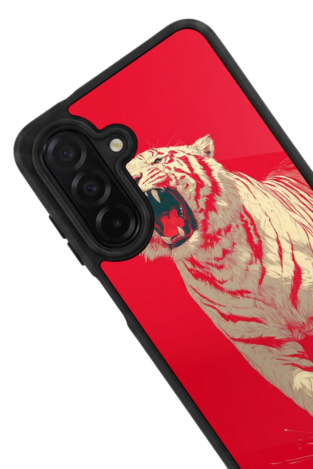 Samsung Galaxy A26 Uyumlu Kirmizi ve Kaplan Tasarımlı Glossy Premium Kılıf