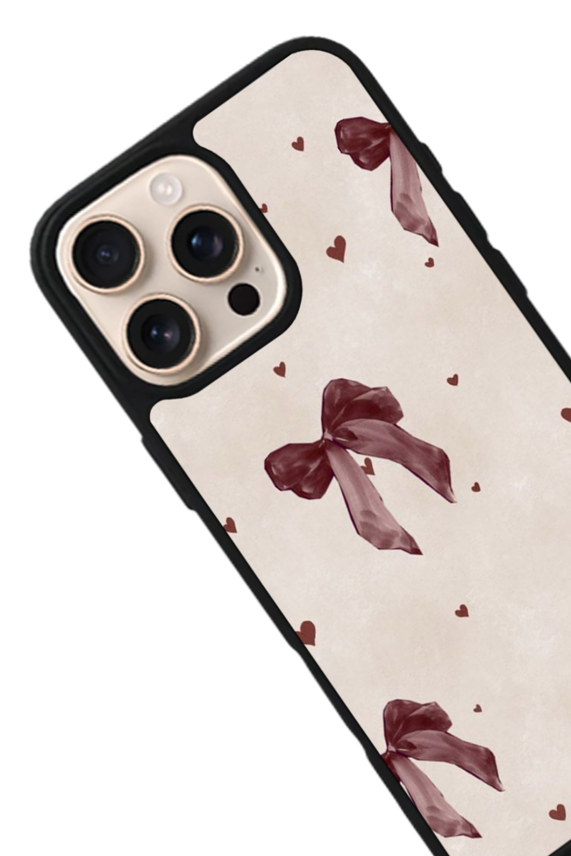 iPhone 14 Pro Max Uyumlu Kurdele Tasarımlı Glossy Premium Kılıf