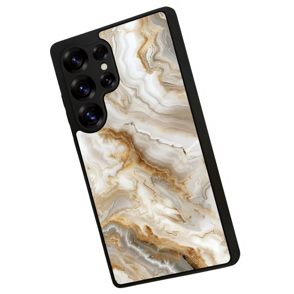 Samsung Galaxy S25 Ultra Uyumlu Mermer Marble Tasarımlı Glossy Premium Kılıf