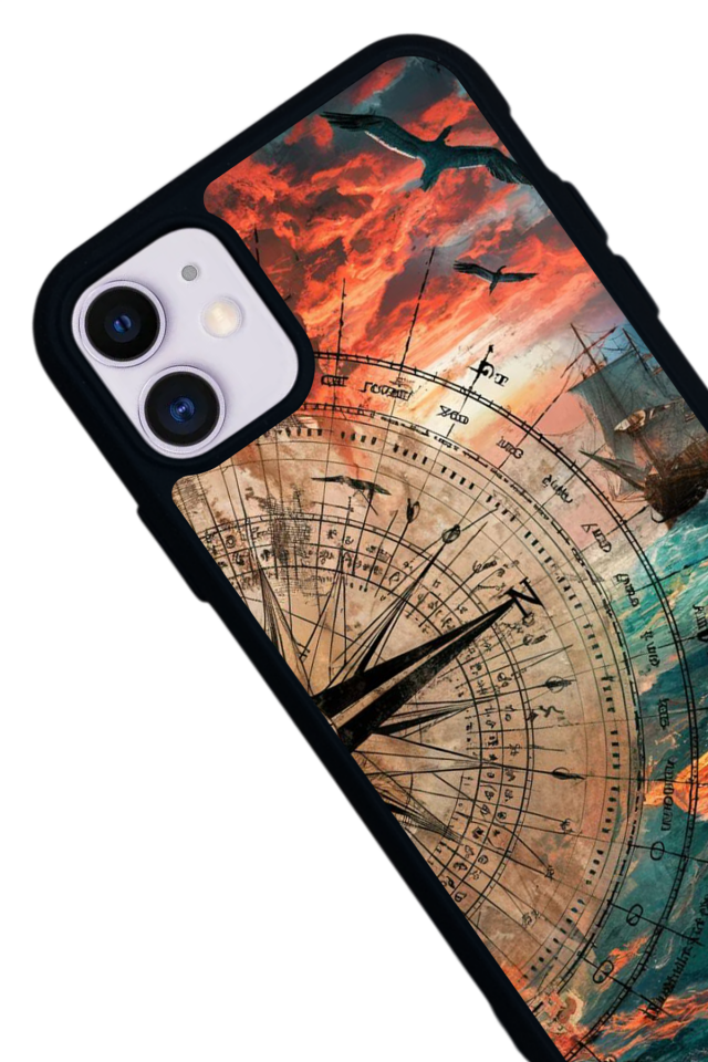 iPhone 11 Uyumlu Pusula Tasarımlı Glossy Premium Kılıf