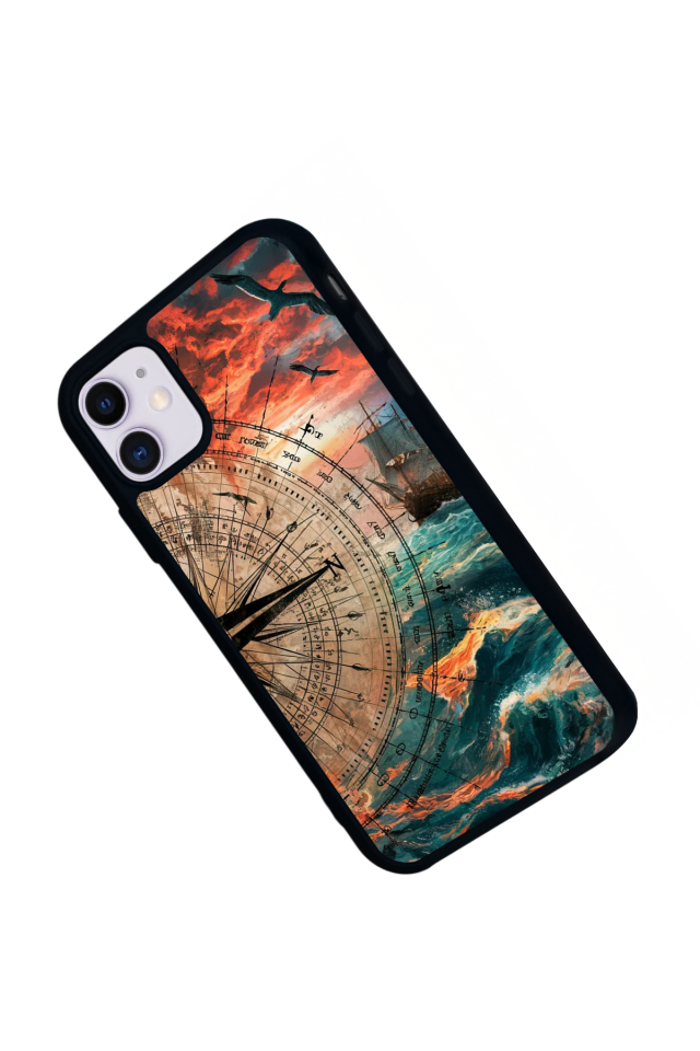 iPhone 11 Uyumlu Pusula Tasarımlı Glossy Premium Kılıf
