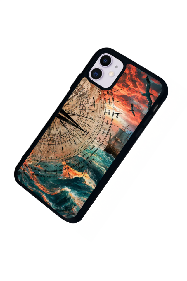iPhone 11 Uyumlu Pusula Tasarımlı Glossy Premium Kılıf