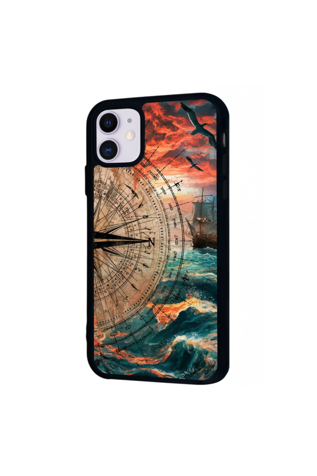 iPhone 11 Uyumlu Pusula Tasarımlı Glossy Premium Kılıf