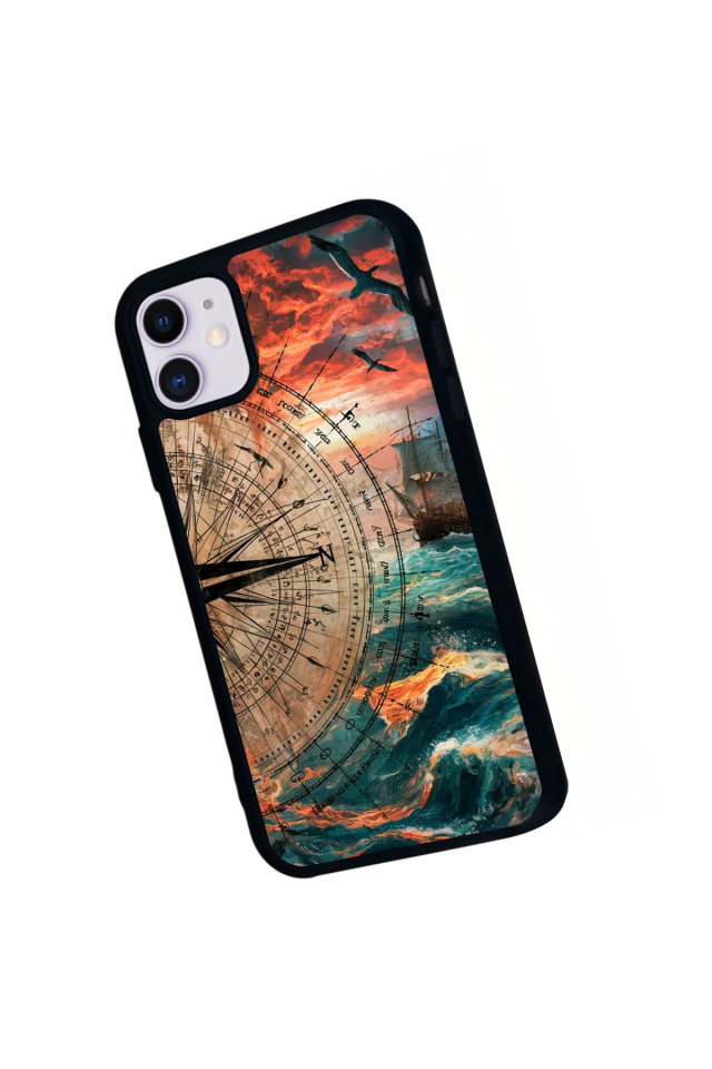 iPhone 11 Uyumlu Pusula Tasarımlı Glossy Premium Kılıf