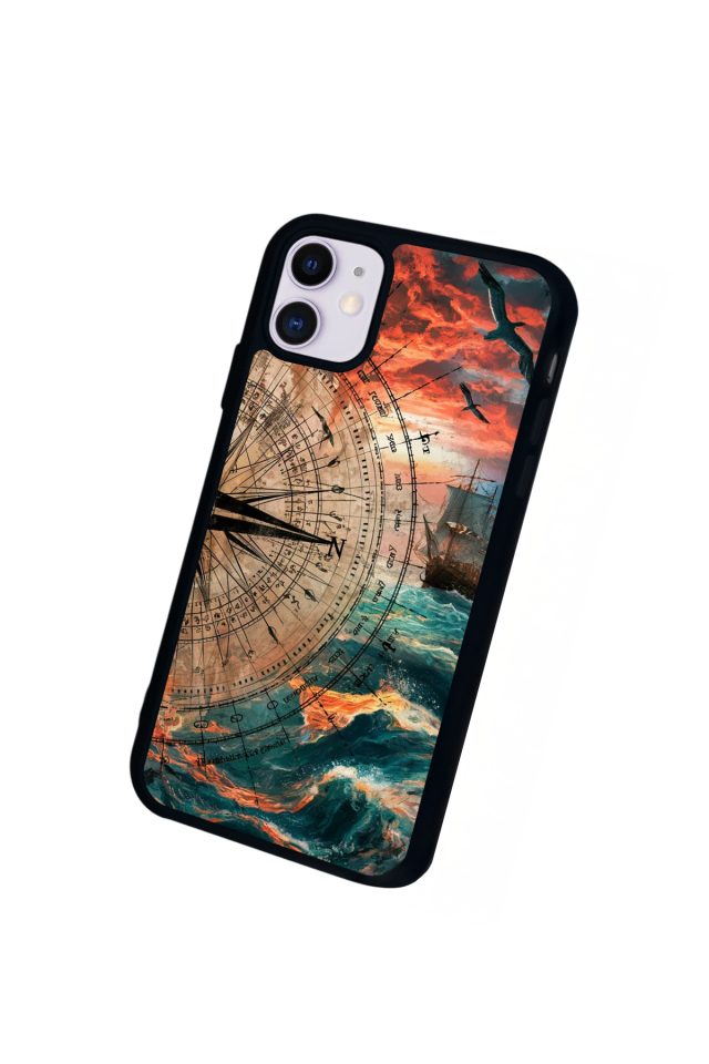 iPhone 11 Uyumlu Pusula Tasarımlı Glossy Premium Kılıf