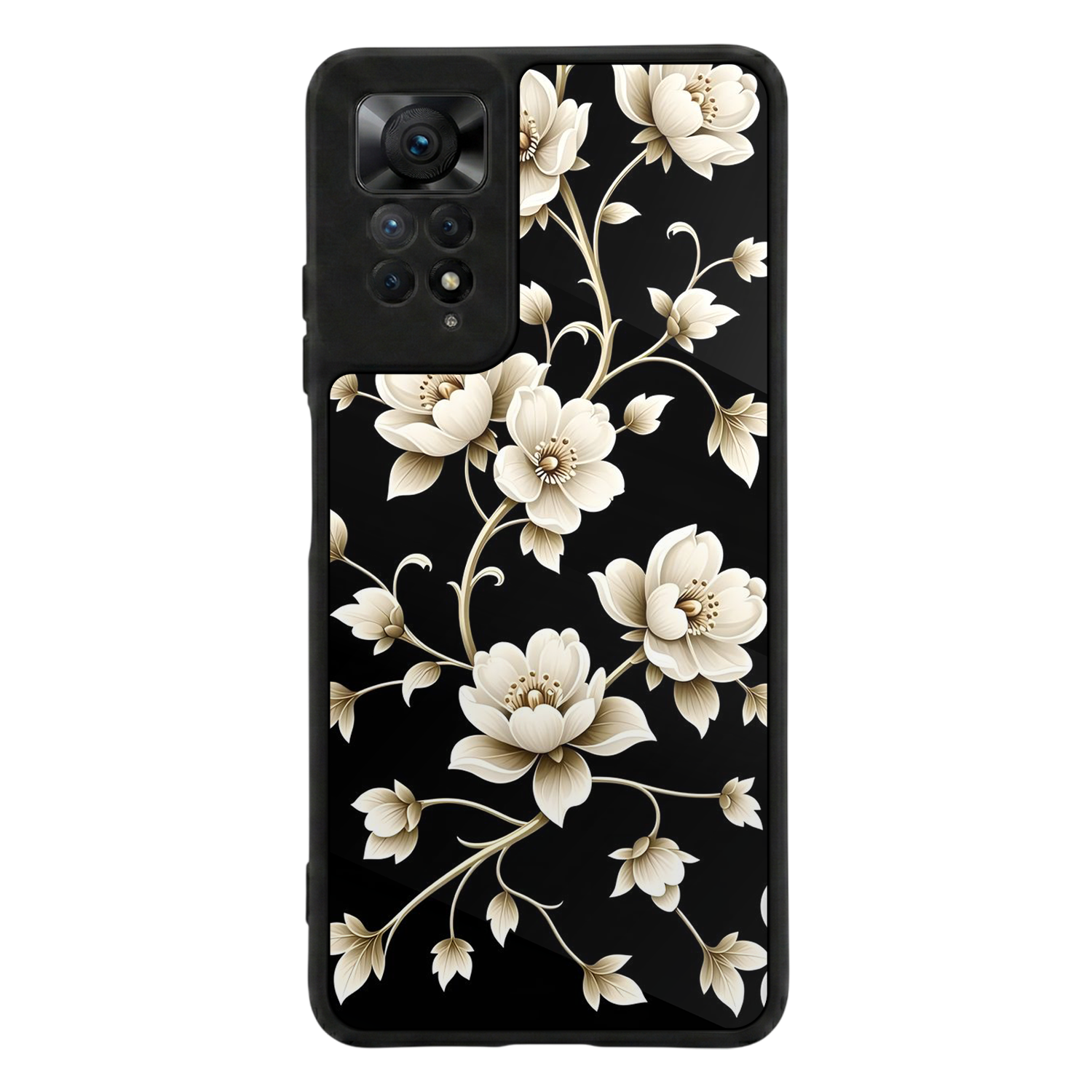 Xiaomi Redmi Note 12 Pro Uyumlu Yaldizli Cicek Tasarımlı Glossy Premium Kılıf