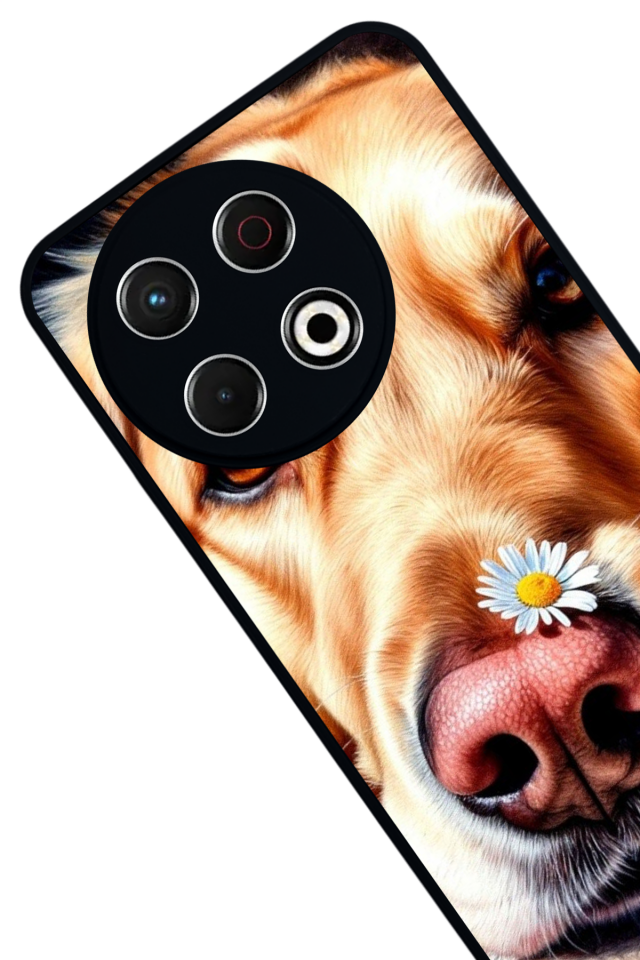 Tecno Spark 30 Pro Uyumlu Golden Kopek Tasarımlı Glossy Premium Kılıf