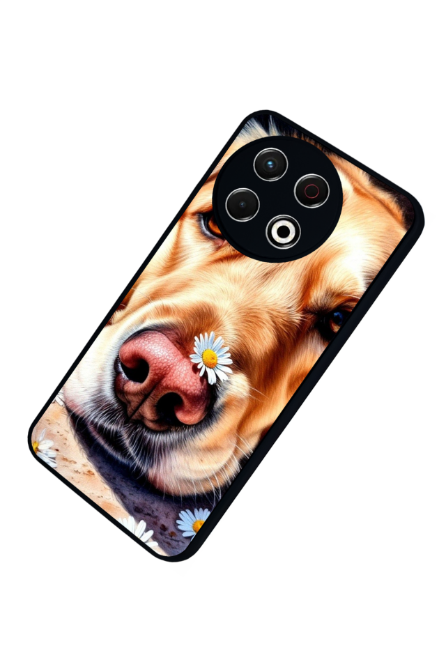 Tecno Spark 30 Pro Uyumlu Golden Kopek Tasarımlı Glossy Premium Kılıf