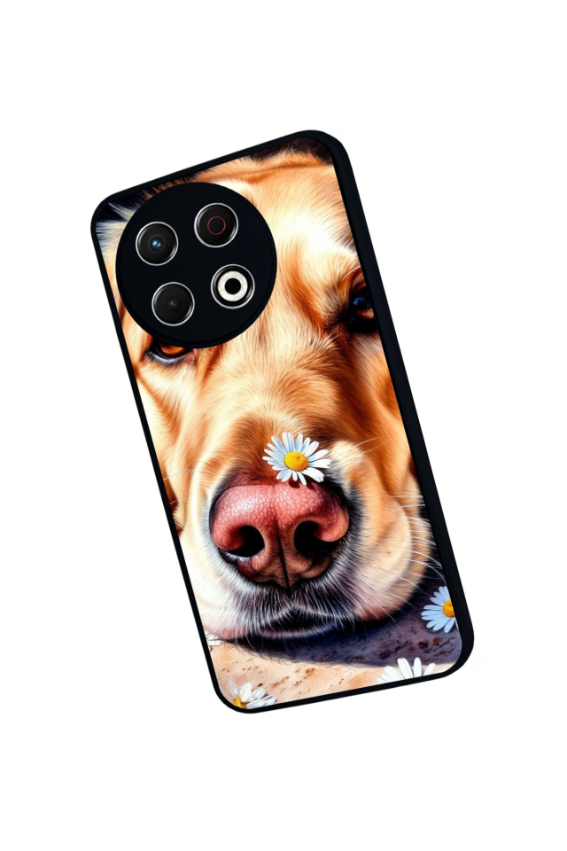 Tecno Spark 30 Pro Uyumlu Golden Kopek Tasarımlı Glossy Premium Kılıf