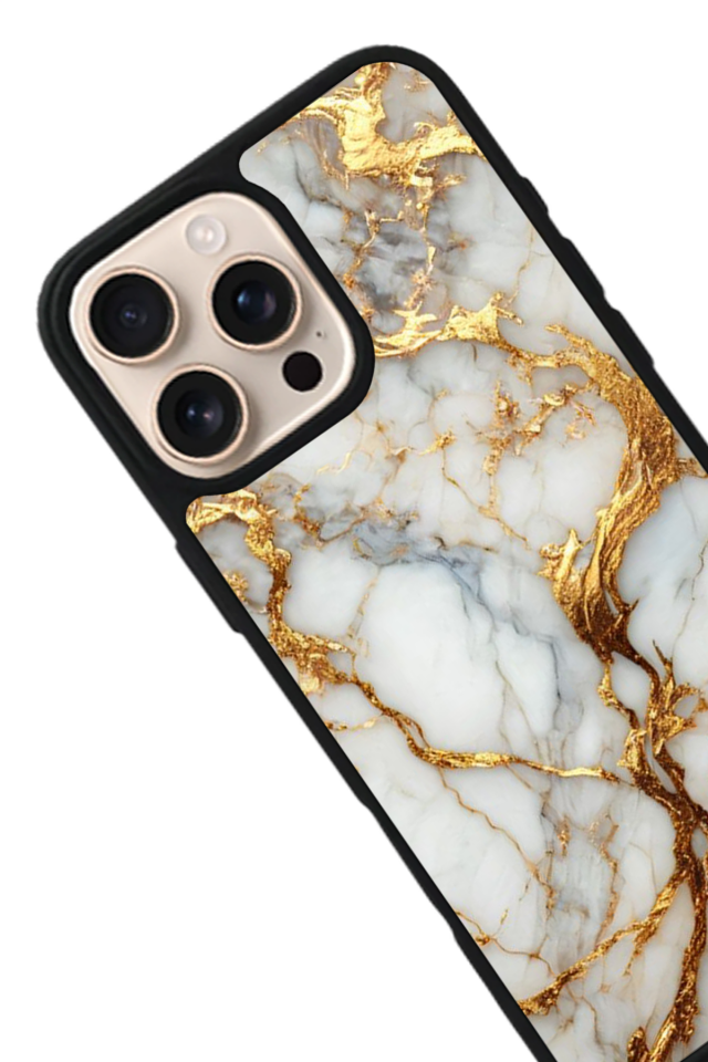 iPhone 15 Pro Uyumlu Mermer Marble Tasarımlı Glossy Premium Kılıf