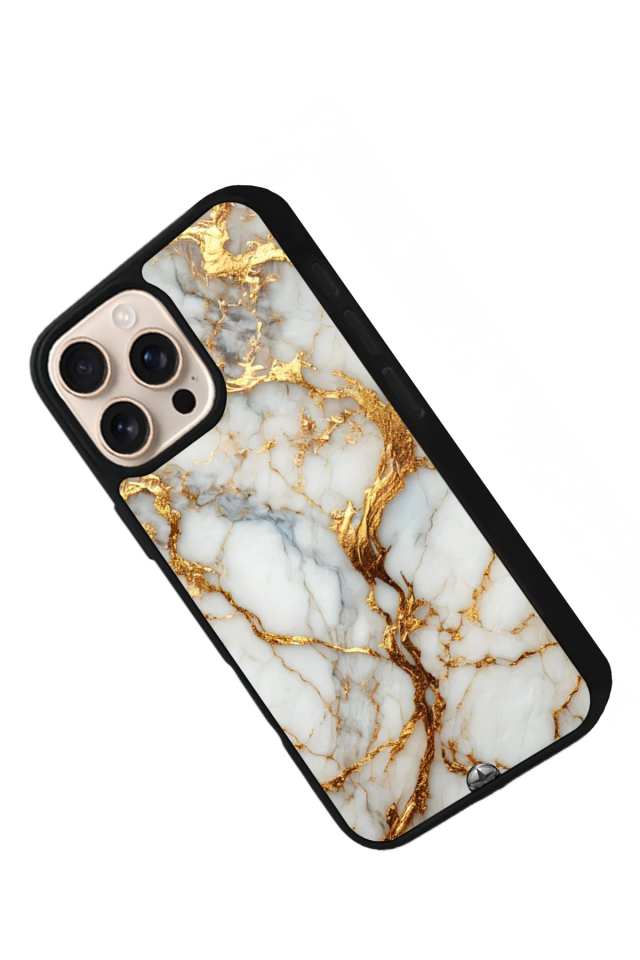 iPhone 15 Pro Uyumlu Mermer Marble Tasarımlı Glossy Premium Kılıf