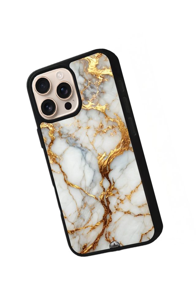 iPhone 15 Pro Uyumlu Mermer Marble Tasarımlı Glossy Premium Kılıf