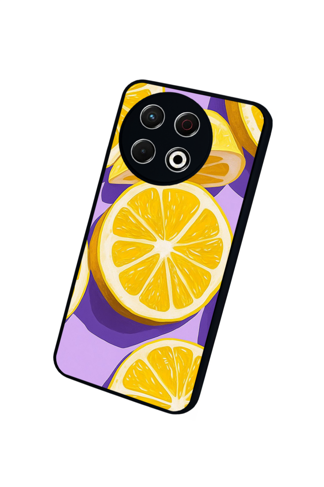 Tecno Spark 30 Pro Uyumlu Limon Tasarımlı Glossy Premium Kılıf