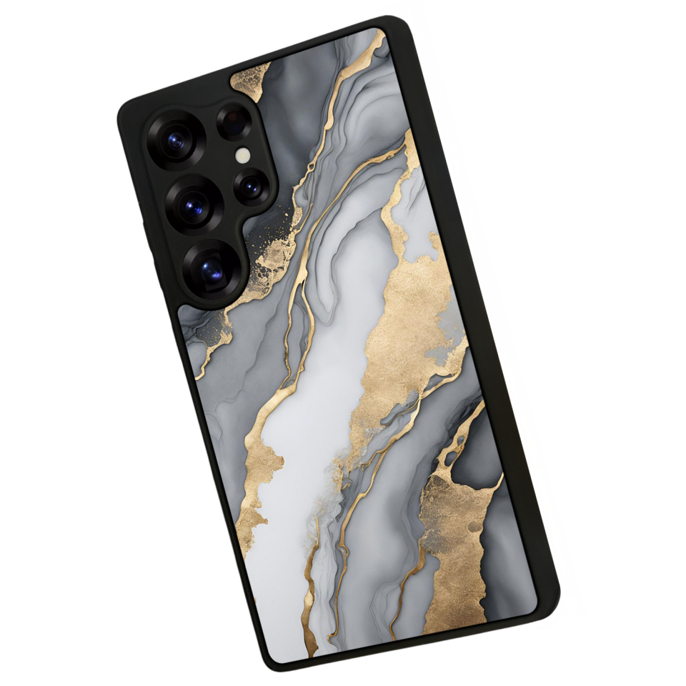 Samsung Galaxy S25 Ultra Uyumlu Mermer Marble Tasarımlı Glossy Premium Kılıf