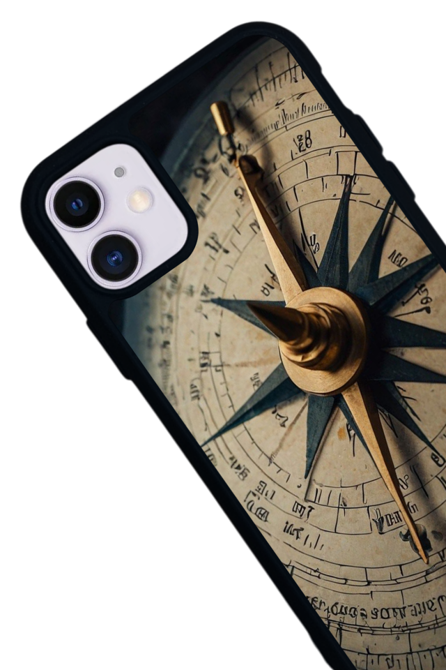 iPhone 11 Uyumlu Pusula Tasarımlı Glossy Premium Kılıf