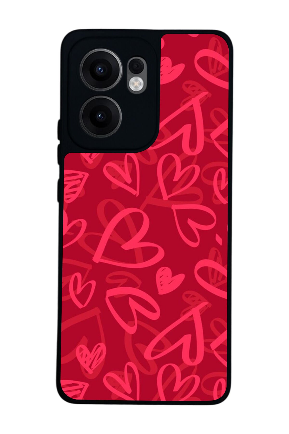 Oppo Reno 13F Uyumlu Kalp Love Tasarımlı Glossy Premium Kılıf