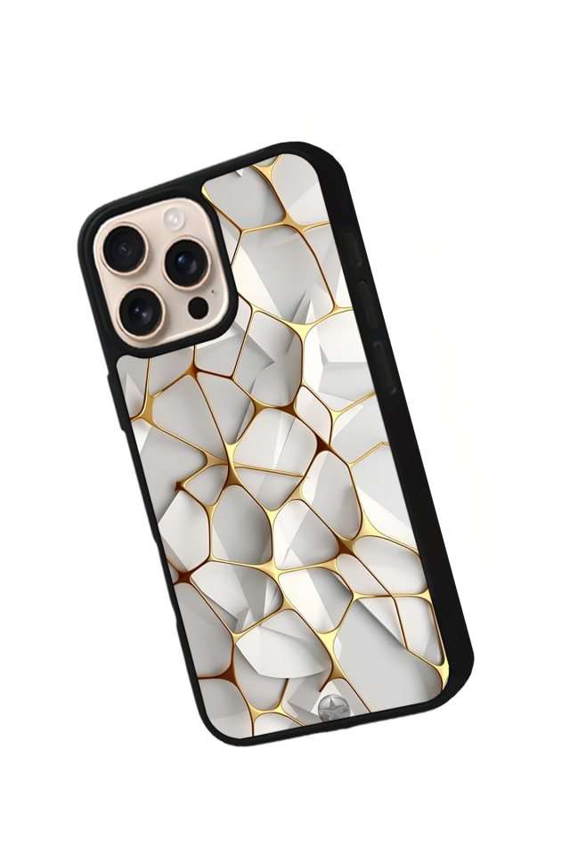 iPhone 15 Pro Uyumlu Mermer Marble Tasarımlı Glossy Premium Kılıf