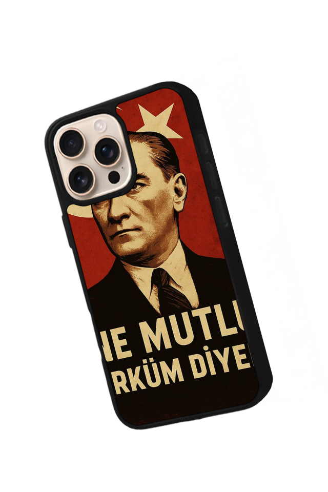 iPhone 15 Pro Max Uyumlu  Mustafa Kemal Ataturk Tasarımlı Glossy Premium Kılıf