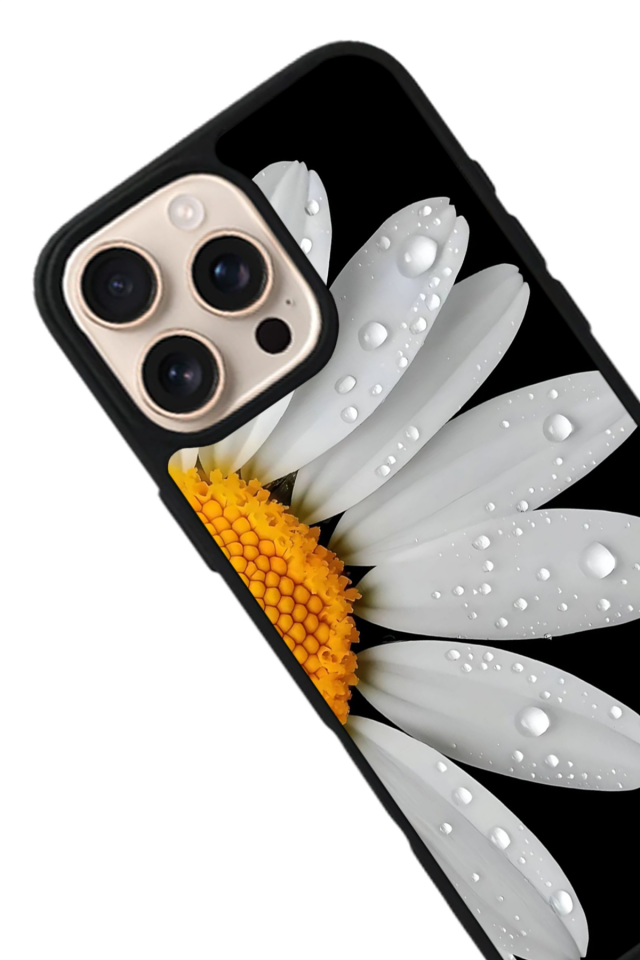 iPhone 16 Pro Uyumlu Papatya Tasarımlı Glossy Premium Kılıf
