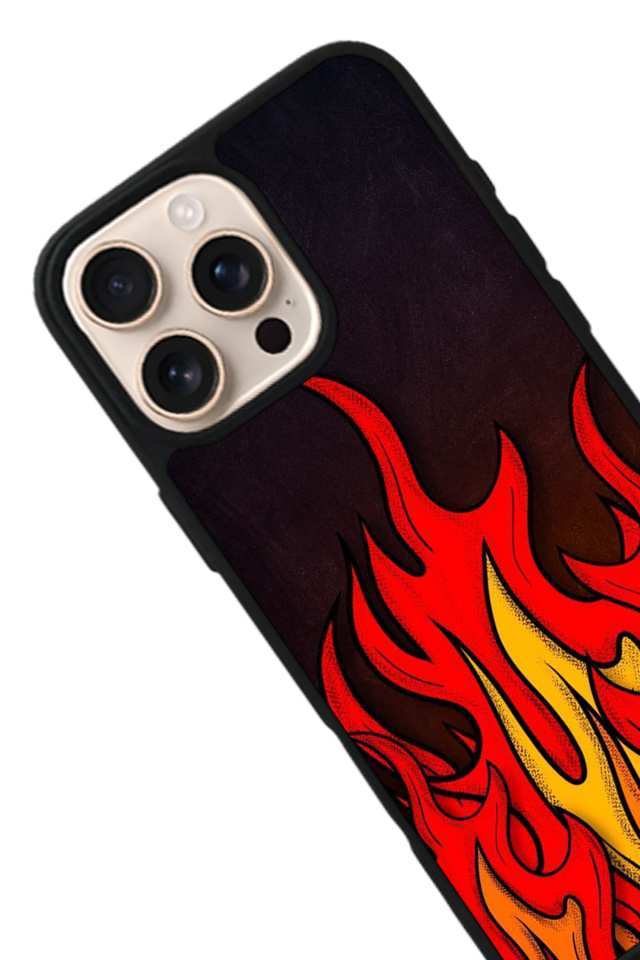 iPhone 16 Pro Max Uyumlu Retro Flame Patterns Tasarımlı Glossy Premium Kılıf