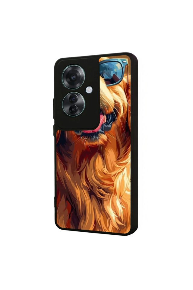 Oppo Reno 11F Uyumlu Golden Kopek Tasarımlı Glossy Premium Kılıf