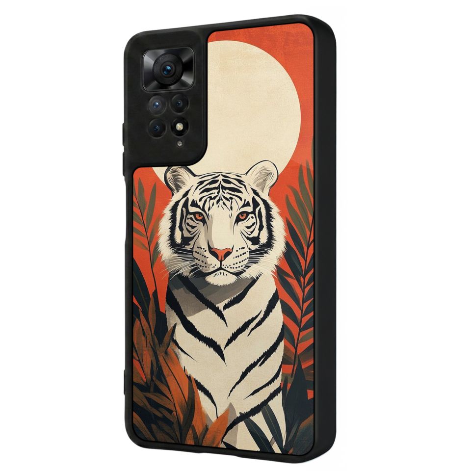 Xiaomi Redmi Note 12 Pro Uyumlu Kirmizi ve Kaplan Tasarımlı Glossy Premium Kılıf