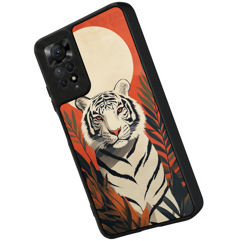 Xiaomi Redmi Note 12 Pro Uyumlu Kirmizi ve Kaplan Tasarımlı Glossy Premium Kılıf