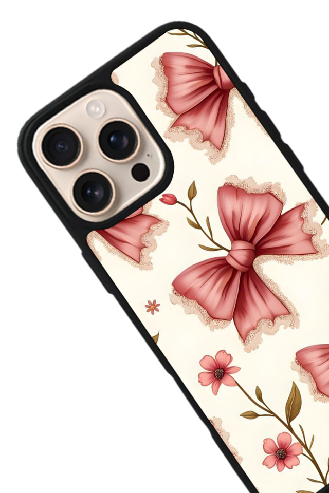 iPhone 14 Pro Max Uyumlu Kurdele Tasarımlı Glossy Premium Kılıf