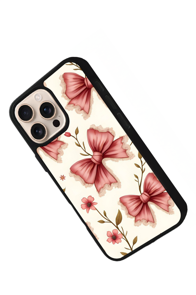 iPhone 14 Pro Max Uyumlu Kurdele Tasarımlı Glossy Premium Kılıf