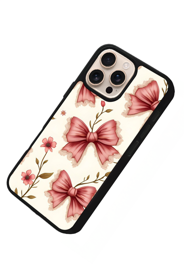 iPhone 14 Pro Max Uyumlu Kurdele Tasarımlı Glossy Premium Kılıf