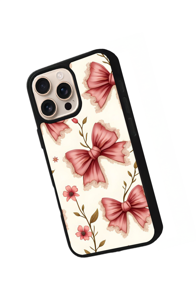 iPhone 14 Pro Max Uyumlu Kurdele Tasarımlı Glossy Premium Kılıf