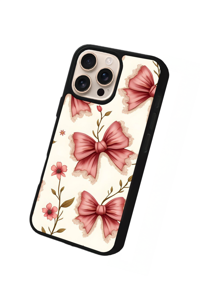 iPhone 14 Pro Max Uyumlu Kurdele Tasarımlı Glossy Premium Kılıf