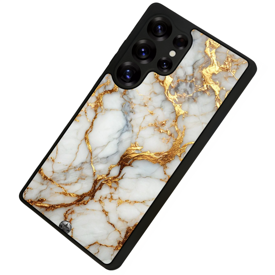 Samsung Galaxy S25 Ultra Uyumlu Mermer Marble Tasarımlı Glossy Premium Kılıf