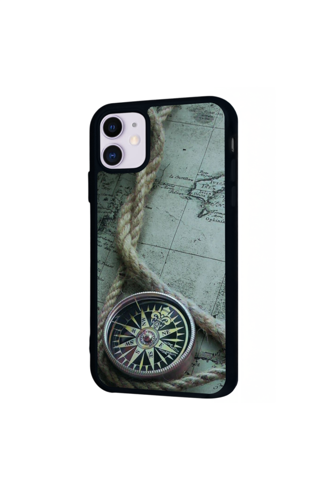 iPhone 11 Uyumlu Pusula Tasarımlı Glossy Premium Kılıf