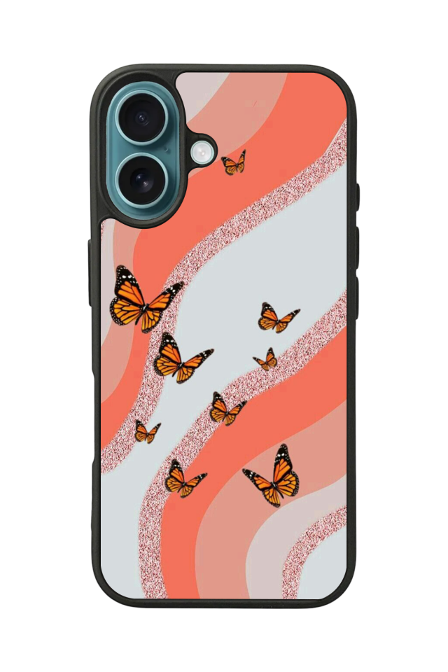 iPhone 16 Uyumlu Kelebek Tasarımlı Glossy Premium Kılıf