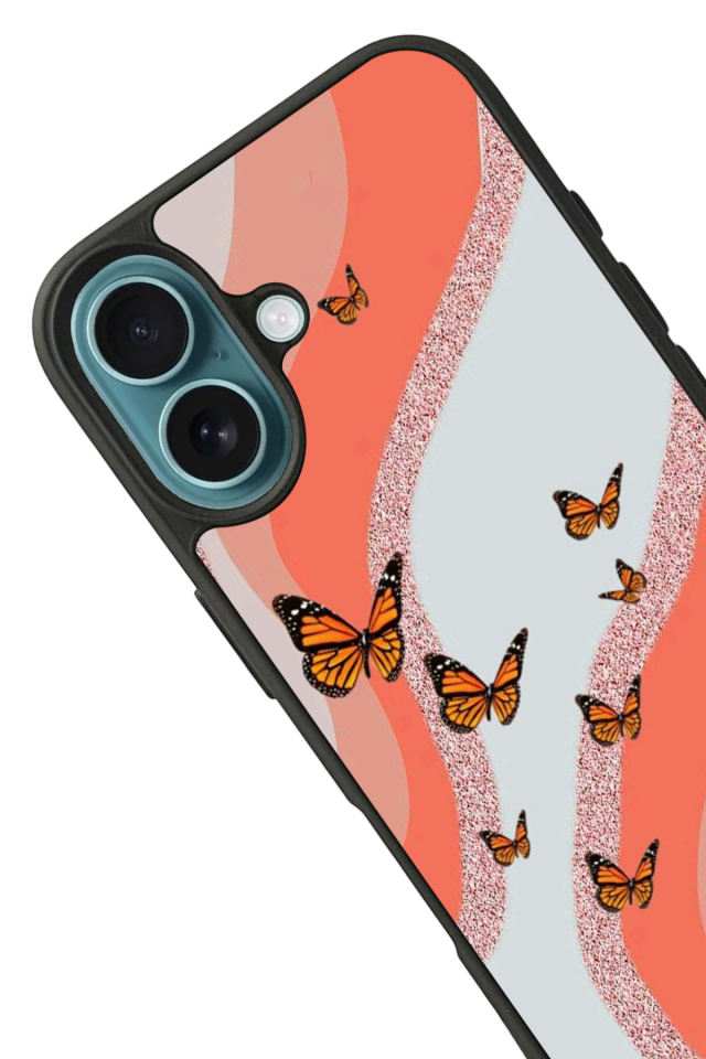 iPhone 16 Uyumlu Kelebek Tasarımlı Glossy Premium Kılıf