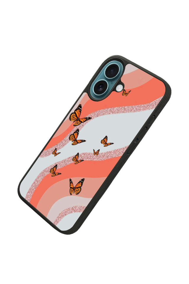 iPhone 16 Uyumlu Kelebek Tasarımlı Glossy Premium Kılıf