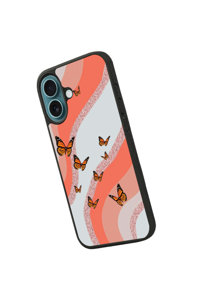 iPhone 16 Uyumlu Kelebek Tasarımlı Glossy Premium Kılıf