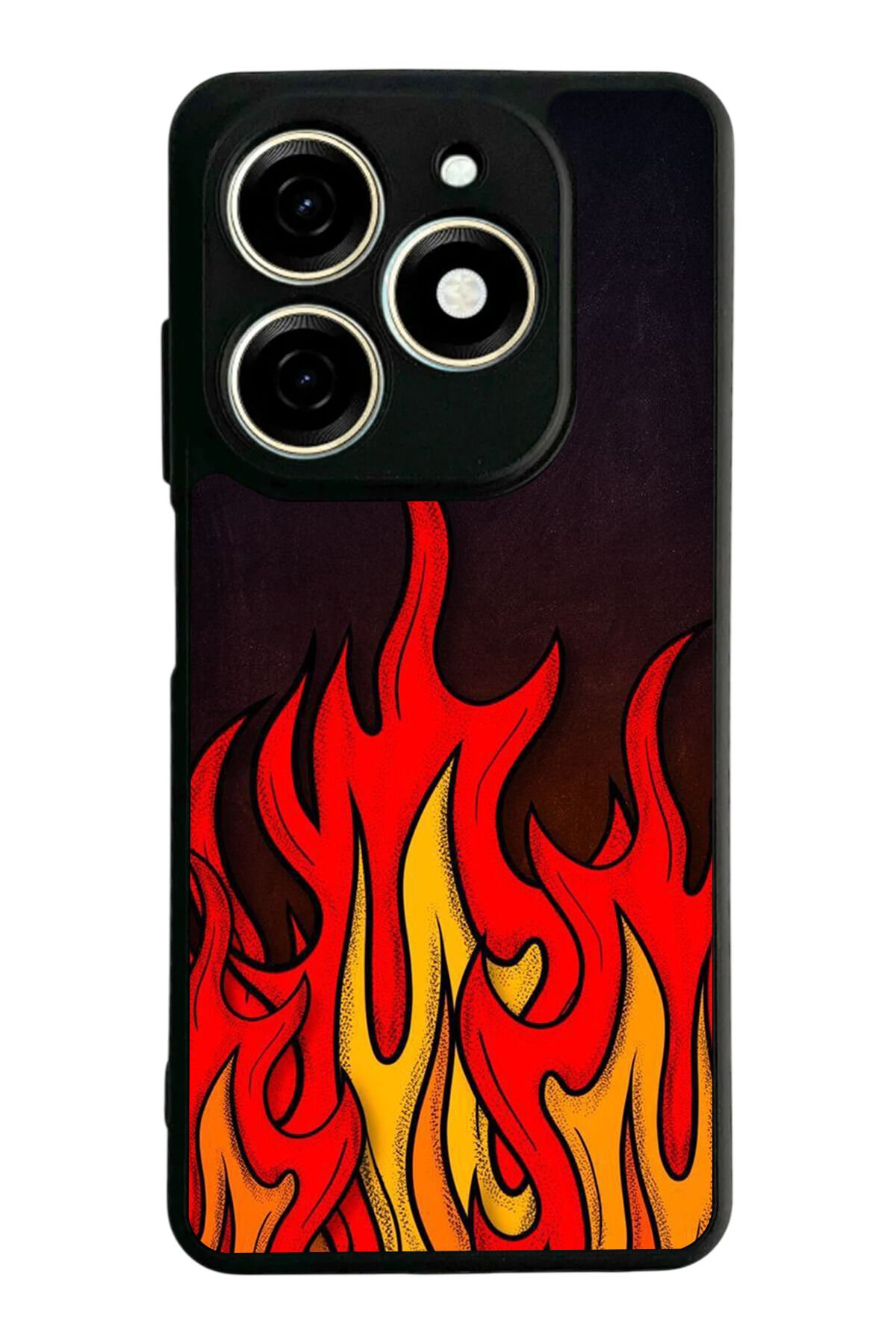 Tecno Spark 20/20C Uyumlu Retro Flame Patterns Tasarımlı Glossy Premium Kılıf