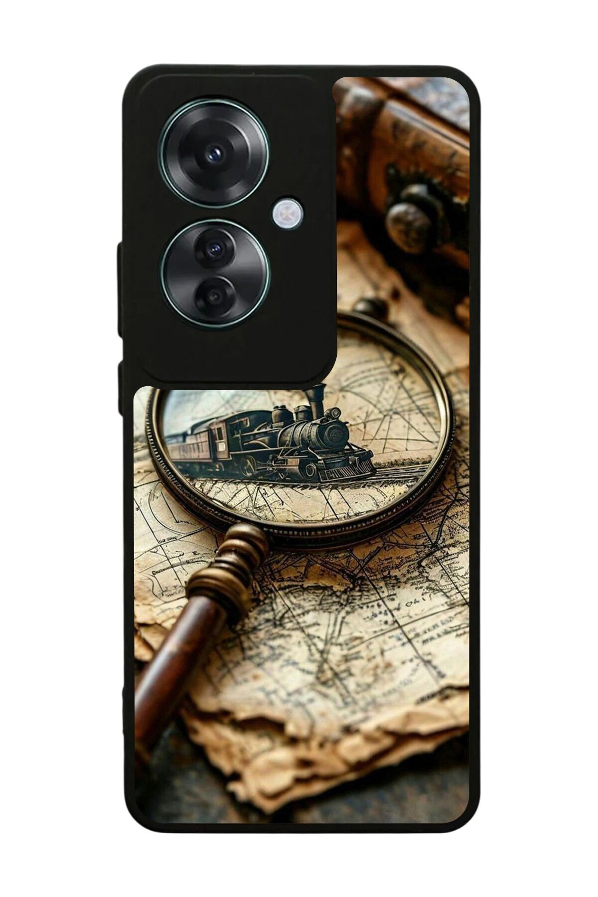 Oppo Reno 11F Uyumlu Pusula Tasarımlı Glossy Premium Kılıf