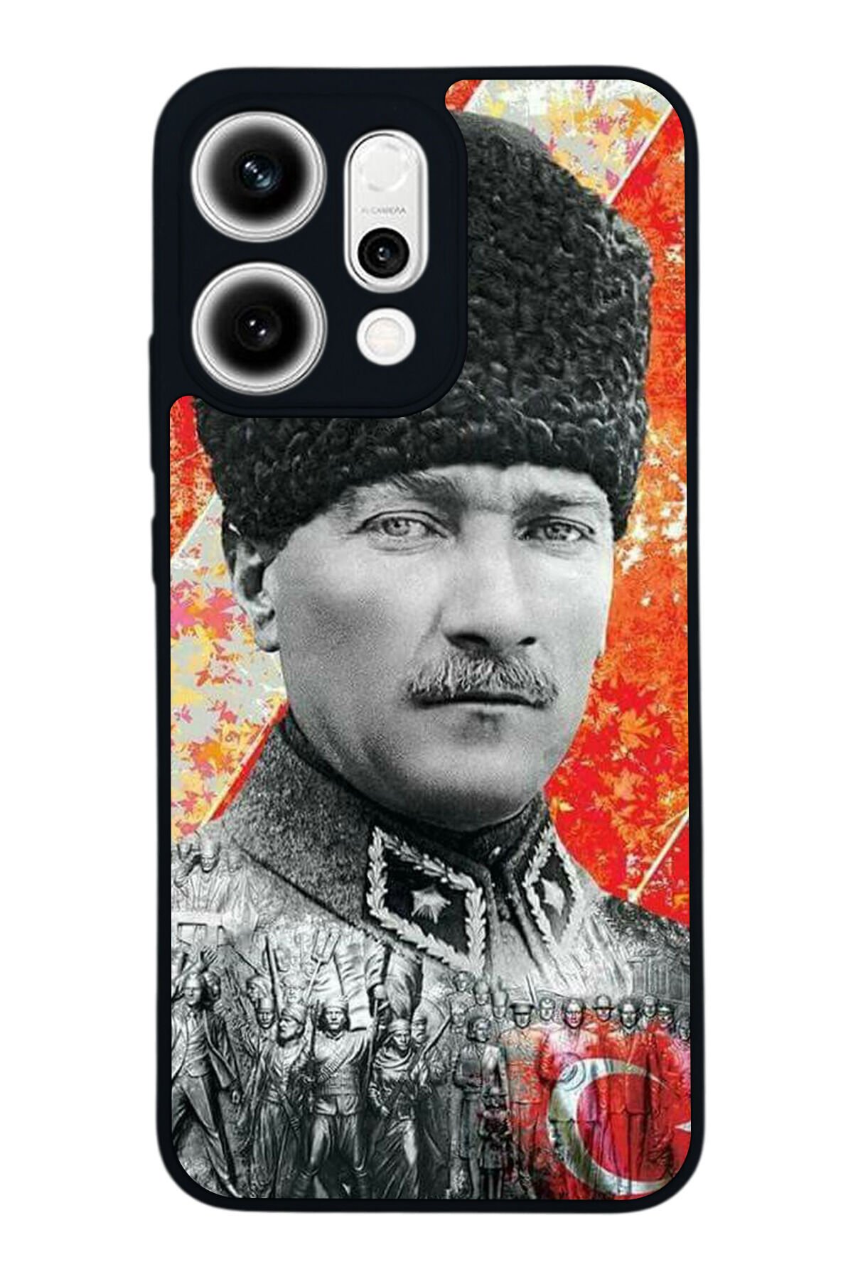 Oppo Reno 14 Uyumlu Mustafa Kemal Ataturk Tasarımlı Glossy Premium Kılıf